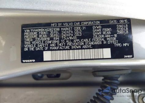 2016 Volvo Xc60 T5 Drive-E Premier из США, поврежденный, VIN YV440MDK4G2821098